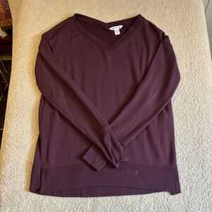 Athleta Womens Maroon Long Sleeve Asymmetrical Stretchy Soft Oversized Top S